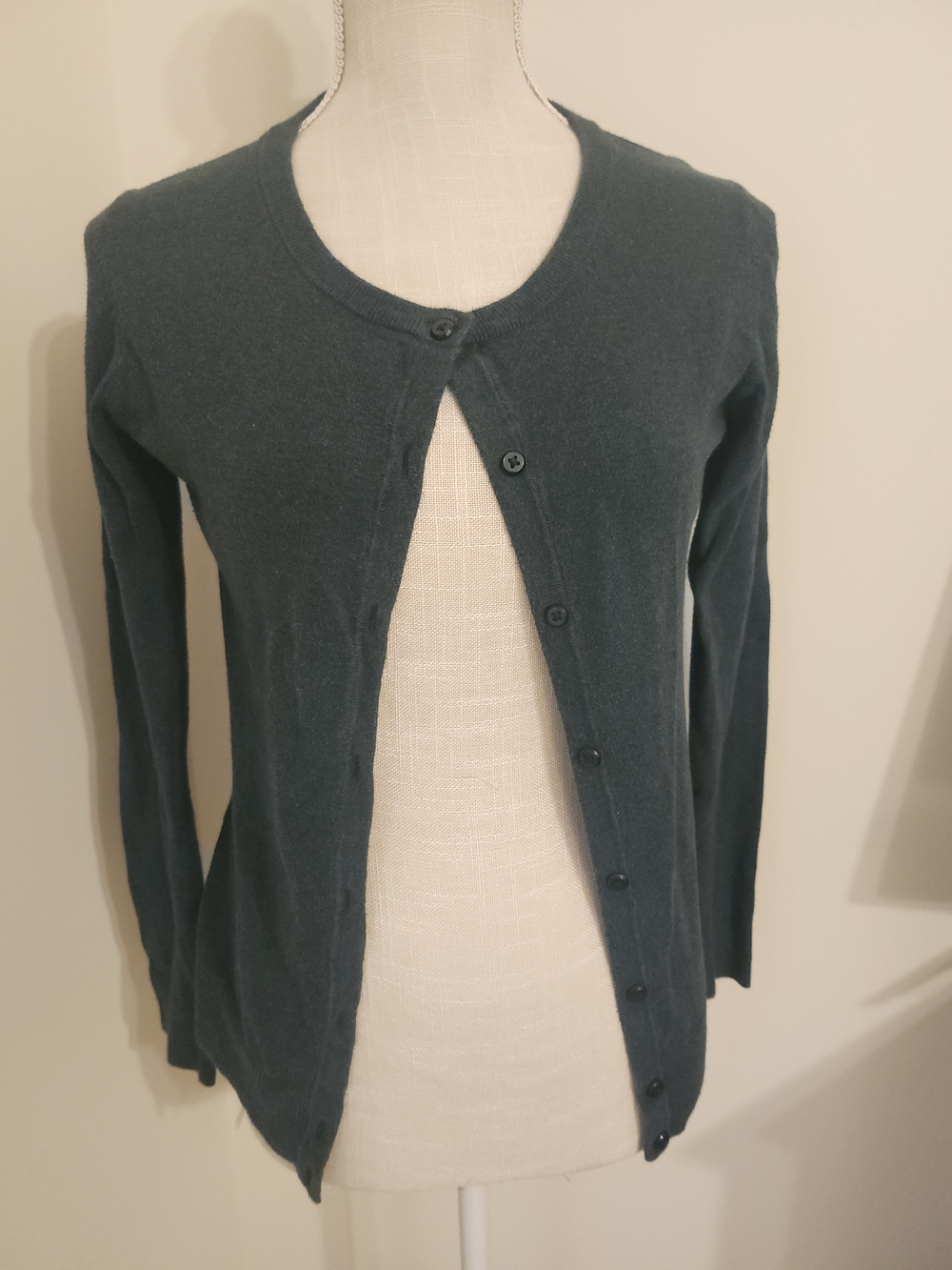 a new day Teal Button-Front Crewneck Cardigan